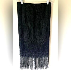 NWT Guess Collection Black Crochet Fringe Pencil Skirt Stretch Whimsigoth Size 4